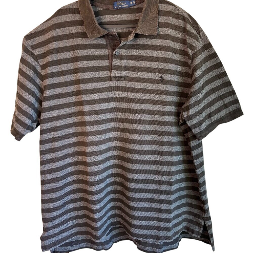 Polo by Ralph Lauren Brown and Gray Striped Polo